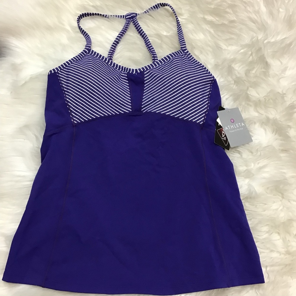 NWT Athleta Womens Taamam Purple Blue Fulfillment Athletic Top Tank Yoga XL